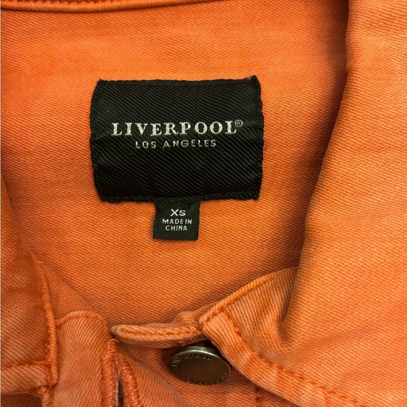 Liverpool Los Angeles Classic Jean Jacket Coral Fins Pink Orange Stretch Denim - Picture 8 of 8
